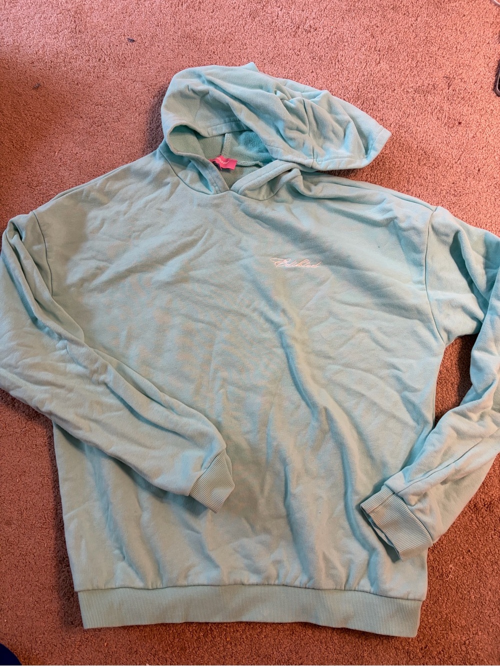 Edikted Mint Aqua Hoodie with Subtle Script Logo